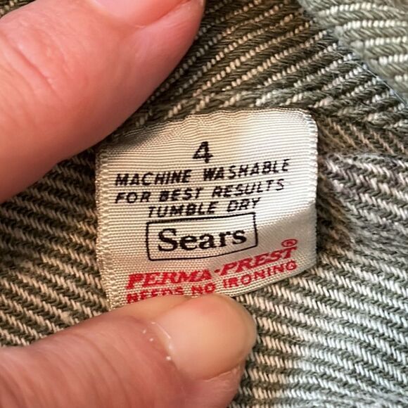 Vintage 70s Sears green denim jean jacket/pants & matching western shirt - Picture 11 of 14